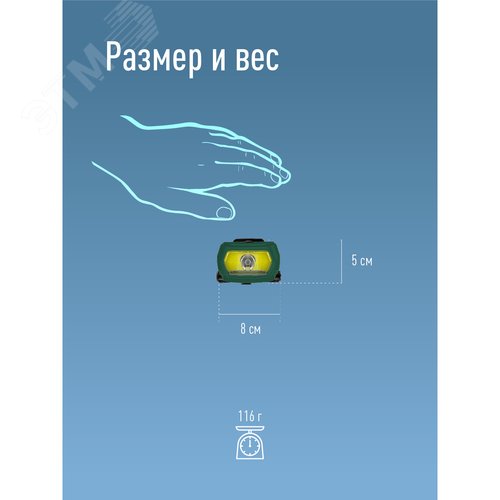 Фонарь налобный аккумуляторный 3Вт+5 Вт COB коллиматорная линза съемн Li-ion 18650 1200mAh Usb typeC - фото 9