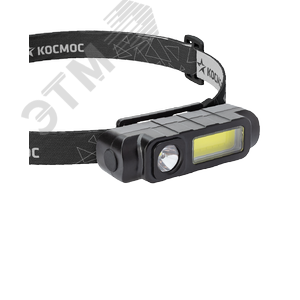 Фонарь налобный аккумуляторный 1ВтLED+3ВтCOBLED Li-ion 18650 800mAh ABS-пластик USB-шнур - фото 1