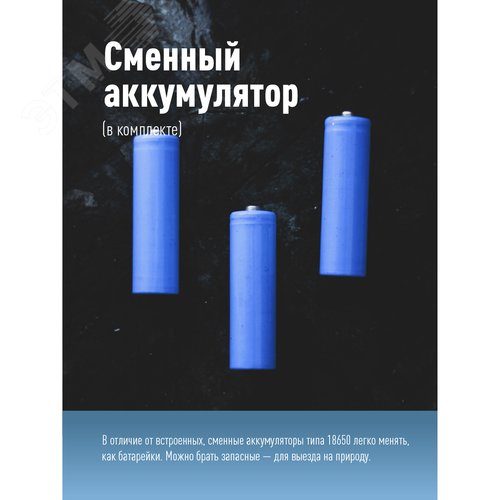 Фонарь налобный аккумуляторныйуляторный 3Вт COB LED съемный Li-ion 18650 800mAh ABS-пластик USB-шнур typeC - фото 6