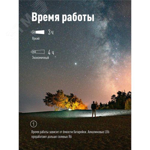 Фонарь налобный 1ВтLED+красный свет/1xAA R6 в комплекте/корпус ABS-пластик - фото 5