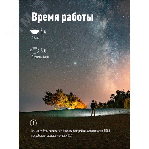 Фонарь кемпинговый походный 5Вт COBLED/3xAAА/корпус ABS-пластик/карабин - фото 4