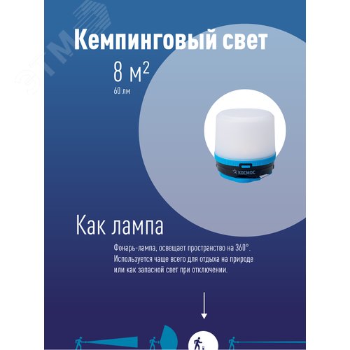 Фонарь кемпинговый походный теплый свет плюс мультиколор 2Вт/3xAAА/ABS-пластик - фото 4