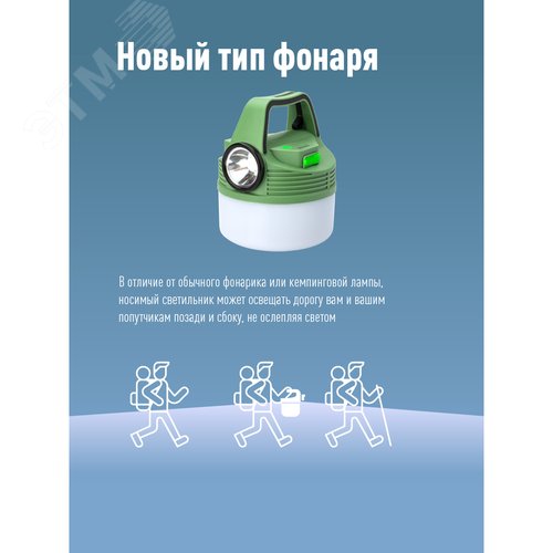 Фонарь кемпинговый аккумуляторный 16Вт+3Вт Li-ion 18650 2400mAh Powerbank индикатор Usb шнур - фото 3