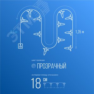 Гирлянда-Морковки акрил 1,35 м световая часть + 0,3 м - фото 4