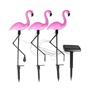 Садовый светильник Три розовых фламинго на солнечной батарее