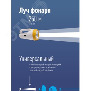 Фонарь-прожектор аккумуляторный , 3W LED, аккум. 4V 2Ah, 240Lm, 16 часов, - фото 2