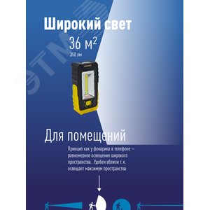 Фонарь-светильник, 5W COB + 4 White LED, 3 батарейки ААА, 180Lm - фото 4