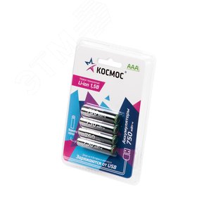 Изображение товара Аккумулятор ААА Li-ion 500мАч 4 шт в на блистере (шт)