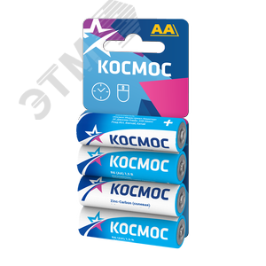 Изображение товара Батарейка R6 (АА) 1.5V Zinc carbon 4BL в шринке (шт)