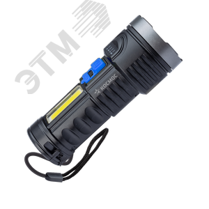 Фонарь ручной аккумуляторный 3Вт LED+3ВтCOB/Li-ion 18650 1200mAh/ABS-пл/индикатор/USB-шнур, КОСМОС