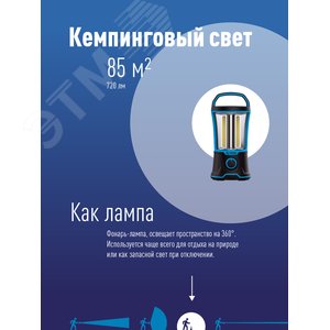 Фонарь кемпинговый аккумуляторный, 4х3W COB LED, аккумулятор 4V 2Ah, 720Lm, 13 часов - фото 2