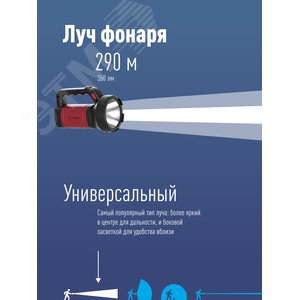 Фонарь-прожектор аккумуляторный , 5W LED, аккум. 3,7V 2,4 ah, 350Lm - 5 часов, 100m - 18 часа, - фото 2