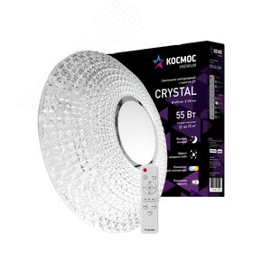 Светильник светодиодный ДБО-55 Вт настенно-потолочный управляемый CRYSTAL 230В 3000-6500K 4400Лм 400x100мм - фото 2