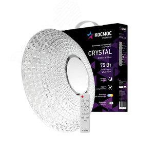 Светильник светодиодный ДБО-75 Вт настенно-потолочный управляемый CRYSTAL 230В 3000-6500K 6000Лм 505x125мм - фото 2