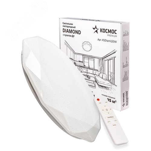 Светильник светодиодный ДБО-120 Вт настенно-потолочный управляемый DIAMOND 230В 3000-6500K 9600Лм 500x90мм - фото 2