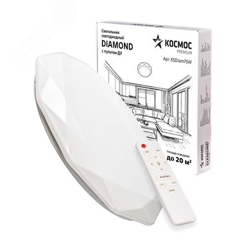 Светильник светодиодный ДБО-75 Вт настенно-потолочный управляемый DIAMOND 230 В 3000-6500K 6000Лм 500x90мм - фото 4