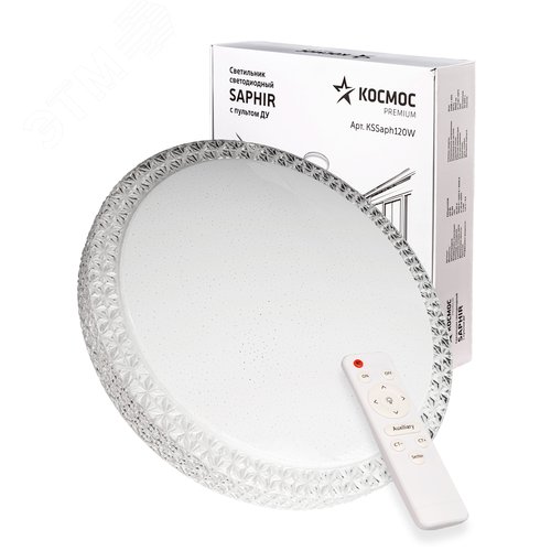 Светильник светодиодный ДБО-120 настенно-потолочный управляемый SAPHIR 230В 3000-6500K 9600Лм 495x115мм - фото 2