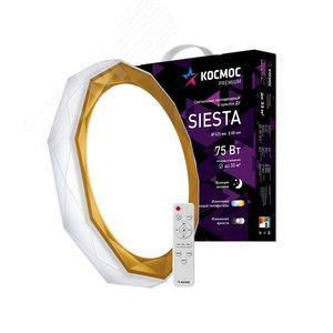 Светильник светодиодный ДБО-75 настенно-потолочный управляемый SIESTA 230В 3000-6500K 6000Лм 525x88мм - фото 2