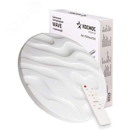 Светильник светодиодный ДБО-75 Вт настенно-потолочный управляемый WAVE 230В 3000-6500K 6000Лм 490x85мм - фото 2