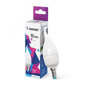 Изображение товара Лампа светодиодная LED 10.5Вт Свеча на ветру 220В Е14 4500К белый 860 лм (шт)