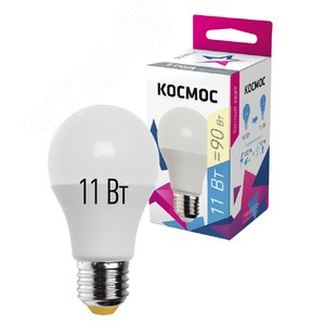 Лампа светодиодная LED 11Вт 220В Е27 D60х108 3000 теплый 900Лм А60 - фото 2
