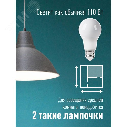 Лампа светодиодная LED 13Вт 220В Е27 D60х110 6500К холодный A60 1040 лм - фото 4
