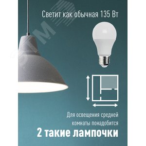 Лампа светодиодная LED 15Вт 220В Е27 D60х108 6500К холодный A60 - фото 4