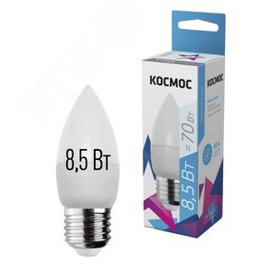 Лампа светодиодная LED 8.5Вт Свеча 220В Е27 D37х100 4500К белый 720 лм - фото 2