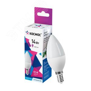 Изображение товара Лампа светодиодная LED 14Вт Свеча 220В Е14 D37х110 6500К холодный 1260 лм (шт)