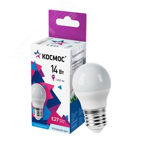Изображение товара Лампа светодиодная LED 14Вт Шар 220В Е27 D45х80 6500К холодный 1260 лм (шт)