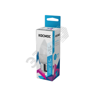 Лампа светодиодная LED 8.5Вт Свеча 220В Е27 D37х100 4500К белый 720 лм - фото 1