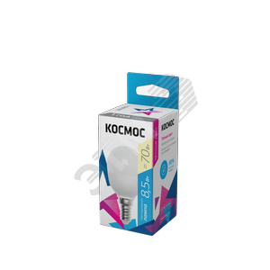 Лампа светодиодная LED 8.5Вт Шар 220В Е14 D45х82 3000К теплый 720 лм - фото 1