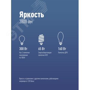 Лампа светодиодная LED 40Вт 220В Е27 D100х168 4500К белый 3800 лм - фото 4
