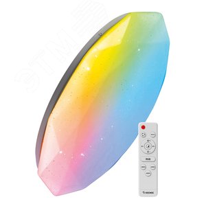 Светильник светодиодный ДБО-75 настенно-потолочный управляемый DIAMOND-RGB 230В 3000-6500K 6000Лм 502x83мм с RGB подсветкой - фото 1
