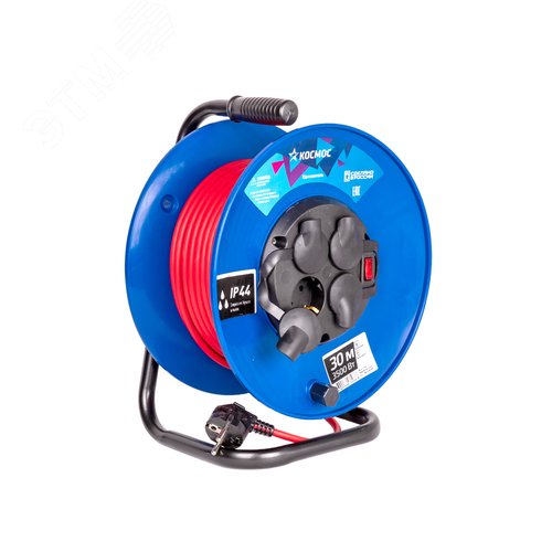 Изображение товара Удлинитель катушка 16А 4 гнезда ПВС 3*1,5 30м IP44 с заземлением (шт)