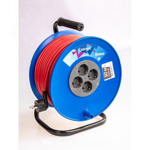 Изображение товара Удлинитель катушка 16А 4 гнезда ПВС 3*1,5 50м с заземлением (шт)