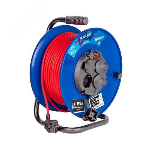 Изображение товара Удлинитель катушка 16А 4 гнезда ПВС 3*1,5 50м IP44 с заземлением (шт)