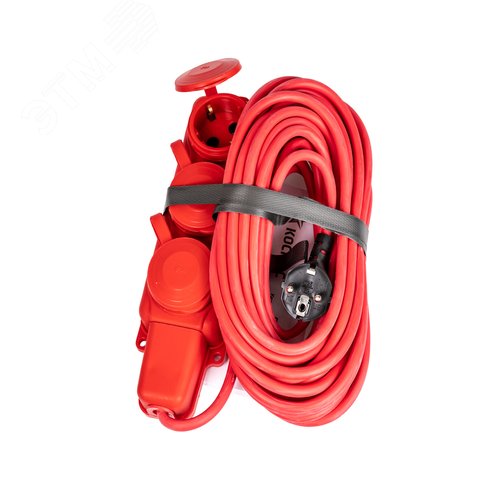 Изображение товара Удлинитель колодка 10м 3 гнезда КГ 3*2.5 мм 16A 250В 4000Вт каучук IP44 красный Россия УБК (шт)