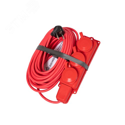 Изображение товара Удлинитель колодка 15м 3 гнезда КГ 3*2.5 мм 16A 250В 4000Вт каучук IP44 красный Россия УБК (шт)