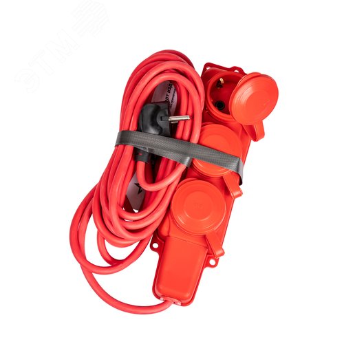 Изображение товара Удлинитель колодка 5м 3 гнезда КГ 3*2.5 мм 16A 250В 4000Вт каучук IP44 красный Россия УХз16 (шт)