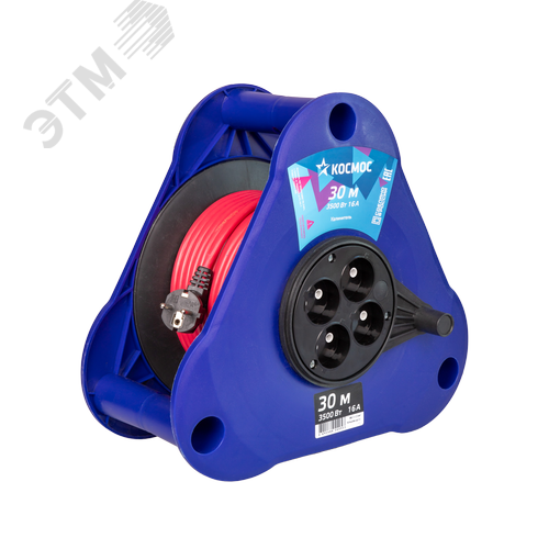 Изображение товара Удлинитель катушка-треуг 16А 3500Вт 4 гн ПВС 2x2,5 30м УКП (шт)