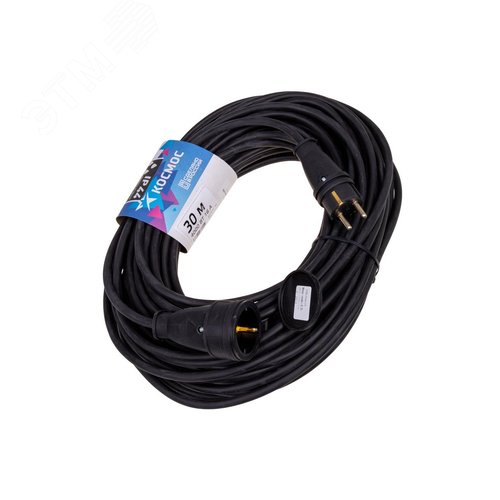 Изображение товара Удлинитель шнур 30м 1 гнездо КГ 2*1.0 мм 10А 220-350В 3500Вт каучук IP44 Россия РС16 (шт)