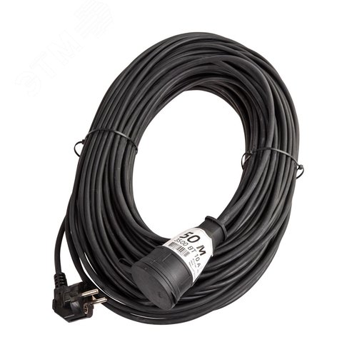 Изображение товара Удлинитель шнур 50м 1 гнездо КГ 2*1.0 мм 10А 220-350В 3500Вт каучук IP44 Россия РС16 (шт)