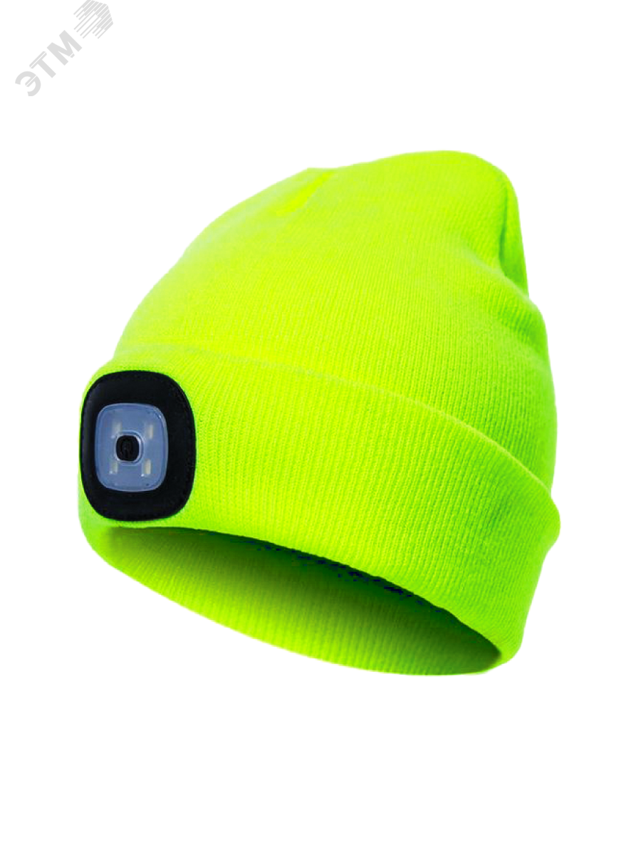 Изображение товара Шапка с фонарем желтая универсальный размер съемный LED аккумулятор