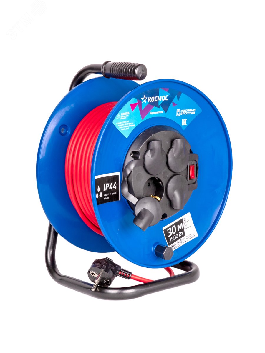 Изображение товара Удлинитель катушка 16А 4 гнезда ПВС 30м IP44 с заземлением