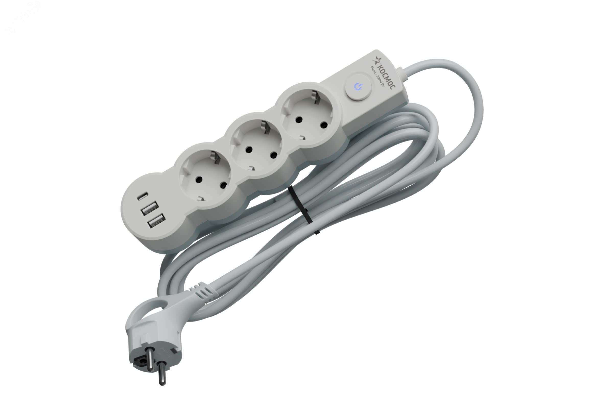 Изображение товара Удлинитель 5м. ПВС 3х1. 3 гнезда. заземление. выкл. USB. 10А 2800Вт. белый (шт) Изображение товара Удлинитель 5м. ПВС 3х1. 3 гнезда. заземление. выкл. USB. 10А 2800Вт. белый (шт)