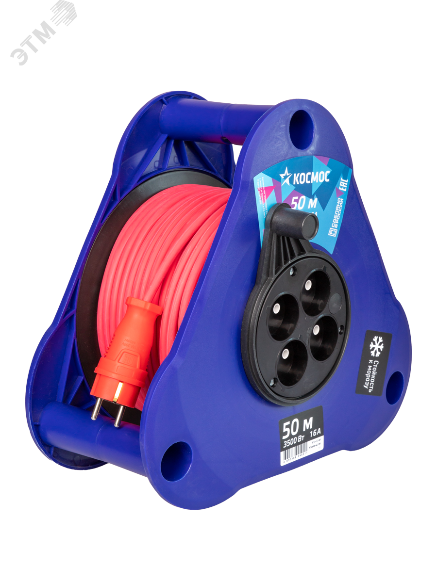 Изображение товара Удлинитель катушка-треуг 16А 3500Вт 4 гн КГ 2x2,5 50м УКП (шт)