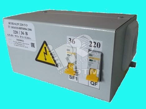Ящик с понижающим трансформатором ЯТП 0.25 220/12В IP31 с двумя автоматами ОС0000002229 ФКУ ИК-1 (Кострома)