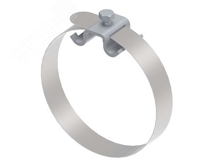 Изображение товара Скоба с хомутом D-300 мм из нержавеющей стали для крепления проводника на водосток