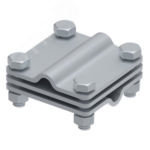 Изображение товара Соединитель крестовой 65х65 для параллельного, крестового и Т-образного соединения прутка диаметром 6-10 мм, с разделительной пластиной, монтаж с помощью 4 винтов с шестигранной головкой M8X25 и 4 шестигранных гаек M8, горячеоцинкованная сталь (шт)